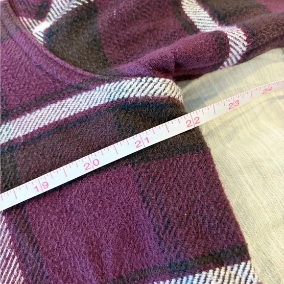 PrAna Channing Men’s Flannel Shirt Purple Brown Plaid Organic Cotton Medium - Picture 4 of 8